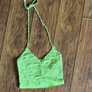 Green Textured Halter Top